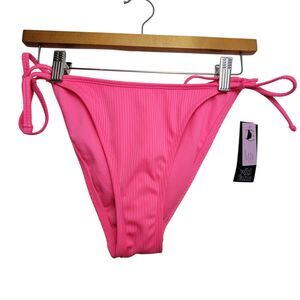 Wild Fable Pink Ribbed Adjustable Ties At Waist Cheeky Bikini Bottom Small (4-6)